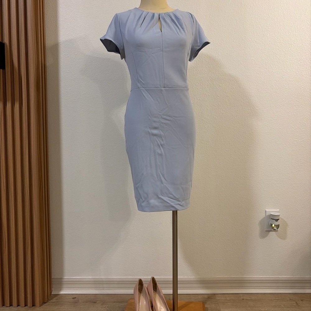 banana republic blue sheath dress Light Midi Bride dresses Size:38X38 Ramadan25 Edit Fitted A-Line Scoop Short Straight hem with side